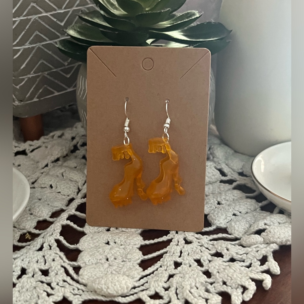 *3 For $20* Orange Translucent Barbie Shoe Earrings